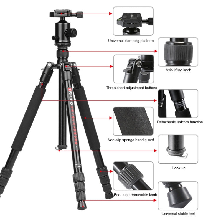 TRIOPO M2508 Multifunction Adjustable 4-Section Portable Aluminum Alloy Tripod Monopod with D-2A Ball Head for SLR Camera by TRIOPO
