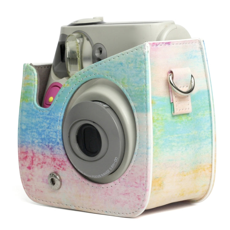 Rainbow Oil painting Pattern PU Leather Protective Camera Case Bag For FUJIFILM Instax Mini 7S / 7C Camera by bashfashion