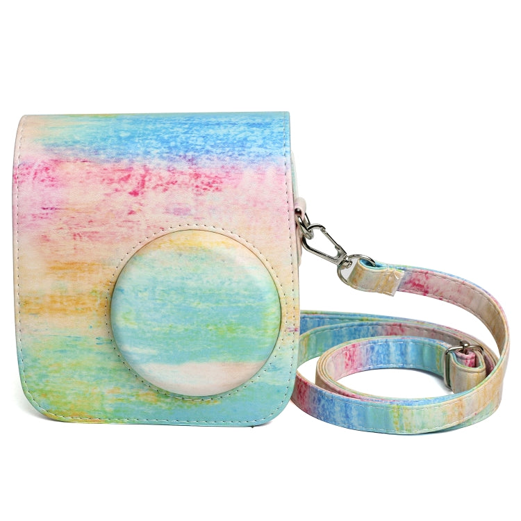 Rainbow Oil painting Pattern PU Leather Protective Camera Case Bag For FUJIFILM Instax Mini 7S / 7C Camera by bashfashion