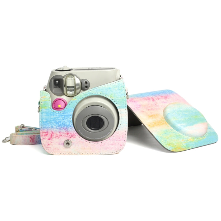 Rainbow Oil painting Pattern PU Leather Protective Camera Case Bag For FUJIFILM Instax Mini 7S / 7C Camera by bashfashion