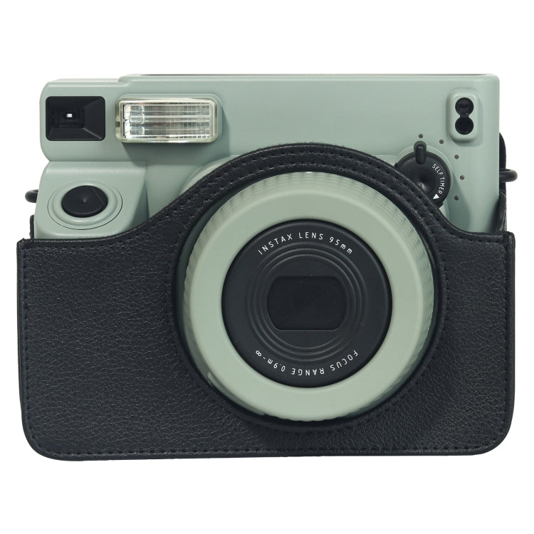 For FUJIFILM Instax WIDE 400 Full Body Leather Case Bag with Strap (Black) by bashfashion