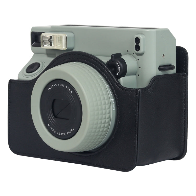 For FUJIFILM Instax WIDE 400 Full Body Leather Case Bag with Strap (Black) by bashfashion