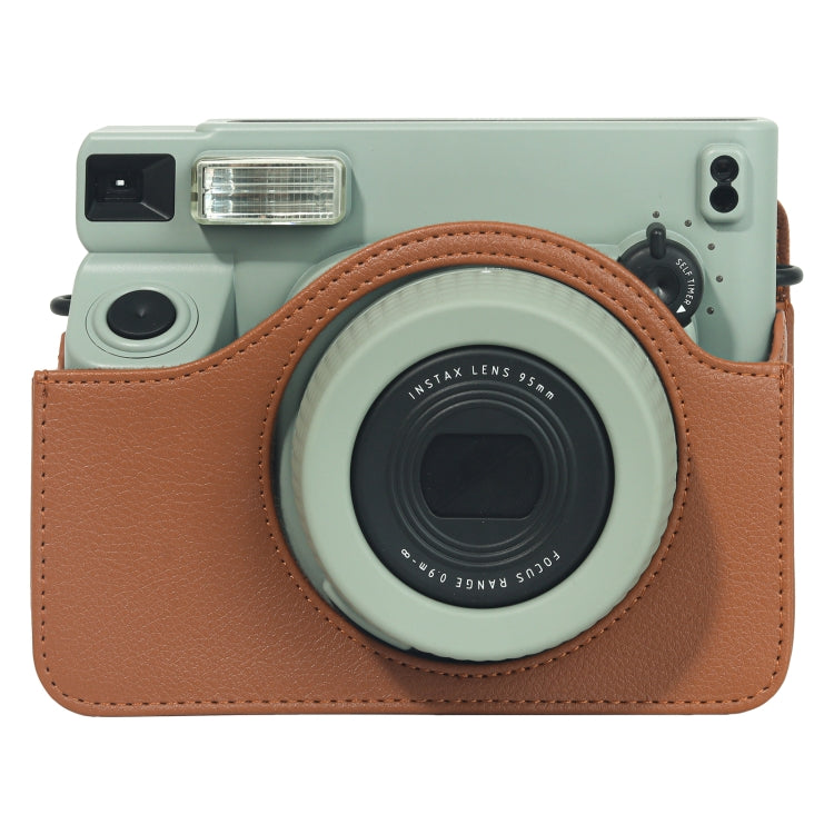 For FUJIFILM Instax WIDE 400 Full Body Leather Case Bag with Strap (Brown) by bashfashion