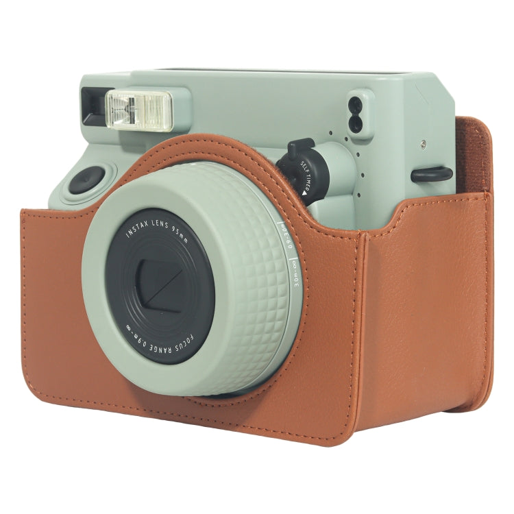 For FUJIFILM Instax WIDE 400 Full Body Leather Case Bag with Strap (Brown) by bashfashion