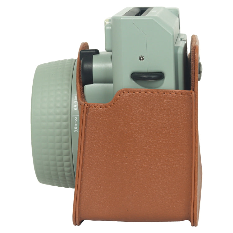 For FUJIFILM Instax WIDE 400 Full Body Leather Case Bag with Strap (Brown) by bashfashion