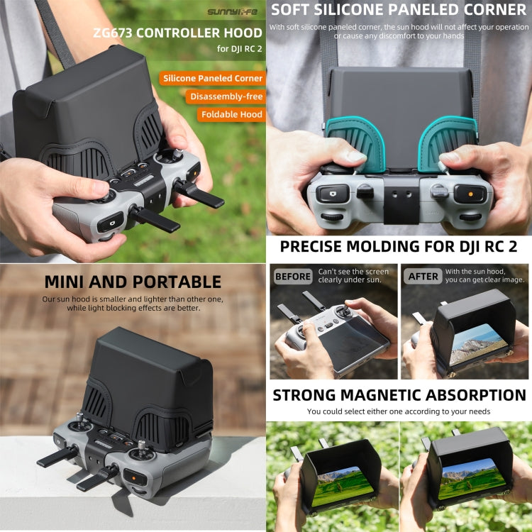 For DJI RC 2 Sunnylife ZG673 Remote Control Sunshade Hood Cover (Black) by Sunnylife