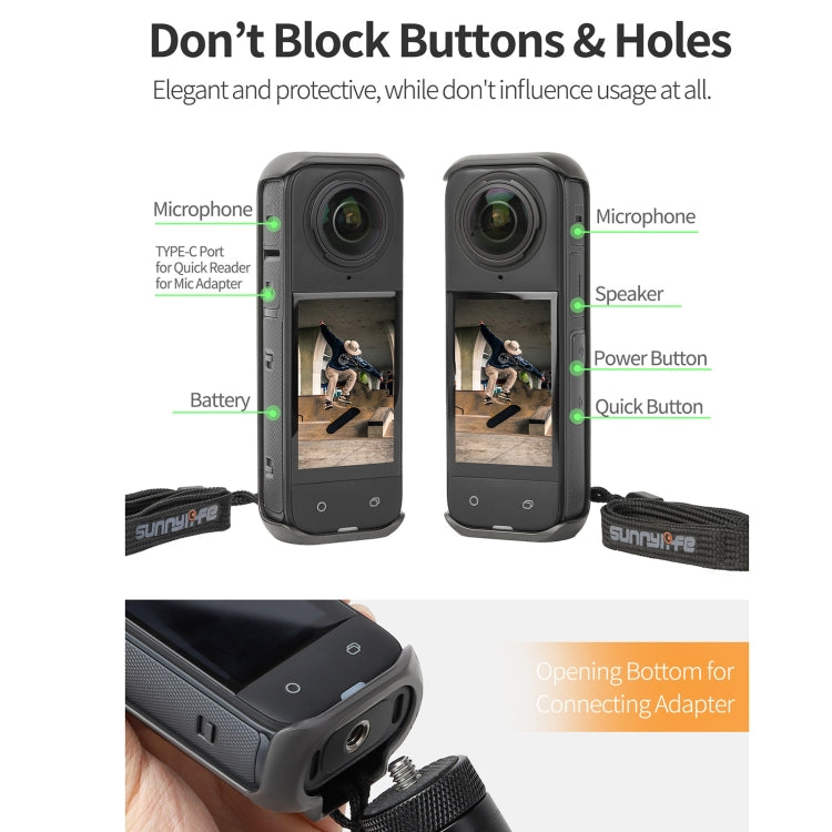 For Insta360 X4 Sunnylife Graphene Case High Thermal Conductivity Protective Case with Hand Strap (Black) by Sunnylife