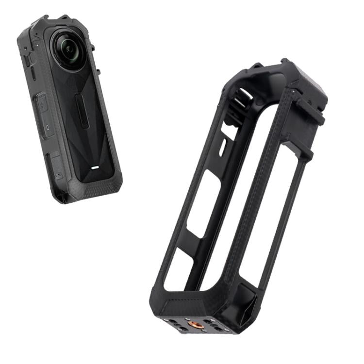 For Insta360 X5 Cold Shoe Carbon Fiber Texture ABS Plastic Protective Frame (Black) by bashfashion