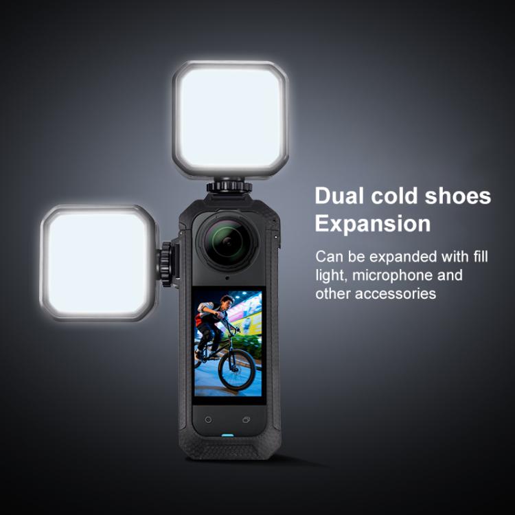 For Insta360 X5 Cold Shoe Carbon Fiber Texture ABS Plastic Protective Frame (Black) by bashfashion