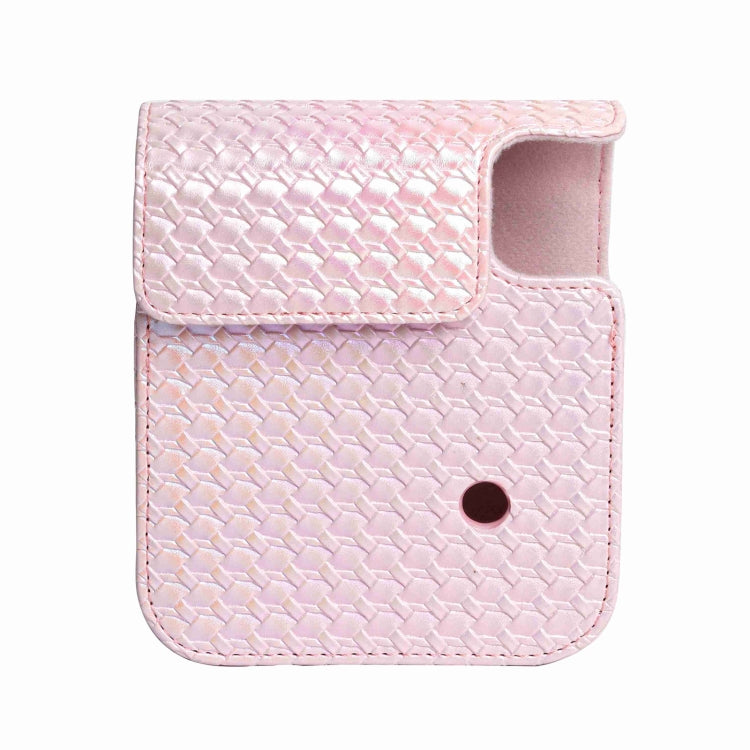 For FUJIFILM instax mini 12 Colorful Woven Leather Case Full Body Camera Bag + Photo Album with Strap (Pink) by bashfashion