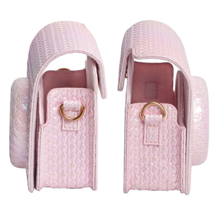 For FUJIFILM instax mini 12 Colorful Woven Leather Case Full Body Camera Bag + Photo Album with Strap (Pink) by bashfashion