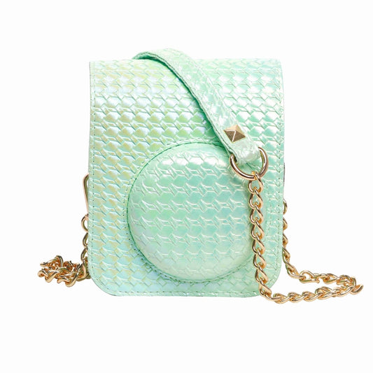 For FUJIFILM instax mini 12 Colorful Woven Leather Case Full Body Camera Bag + Photo Album with Strap (Green) by bashfashion