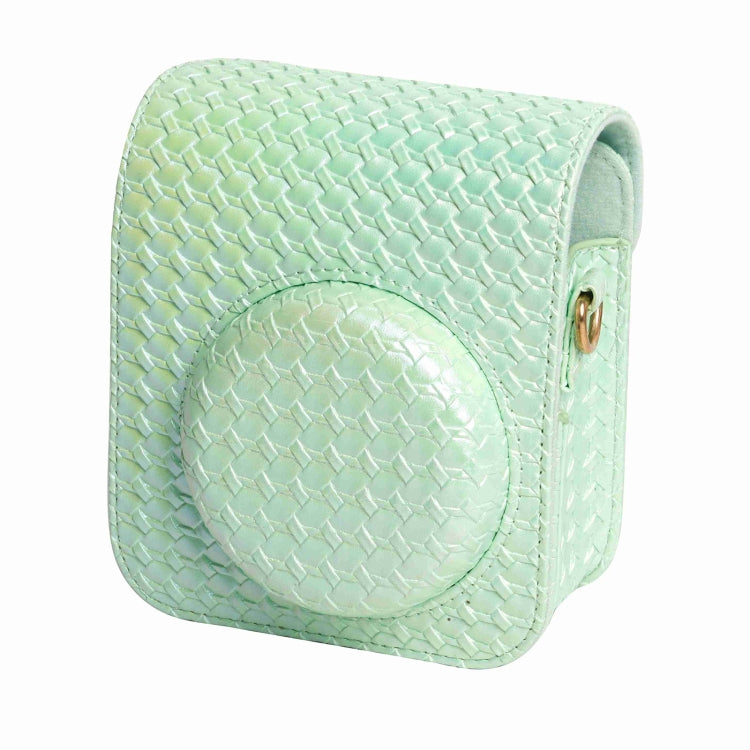 For FUJIFILM instax mini 12 Colorful Woven Leather Case Full Body Camera Bag + Photo Album with Strap (Green) by bashfashion