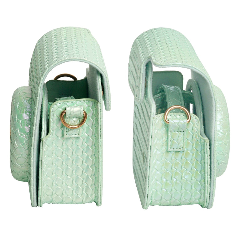 For FUJIFILM instax mini 12 Colorful Woven Leather Case Full Body Camera Bag + Photo Album with Strap (Green) by bashfashion