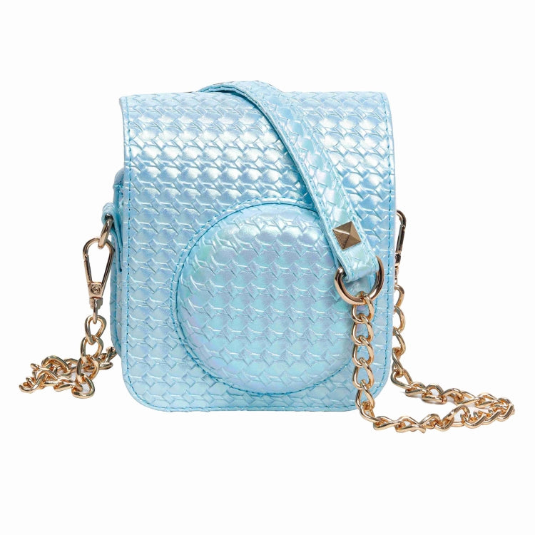 For FUJIFILM instax mini 12 Colorful Woven Leather Case Full Body Camera Bag + Photo Album with Strap (Blue) by bashfashion