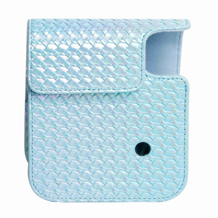 For FUJIFILM instax mini 12 Colorful Woven Leather Case Full Body Camera Bag + Photo Album with Strap (Blue) by bashfashion