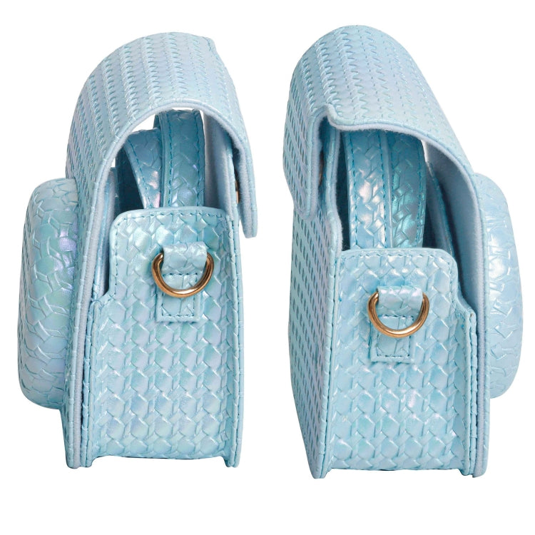 For FUJIFILM instax mini 12 Colorful Woven Leather Case Full Body Camera Bag + Photo Album with Strap (Blue) by bashfashion