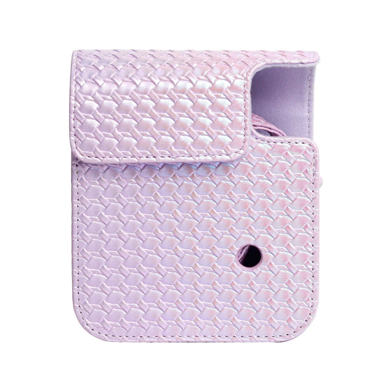 For FUJIFILM instax mini 12 Colorful Woven Leather Case Full Body Camera Bag + Photo Album with Strap (Purple) by bashfashion