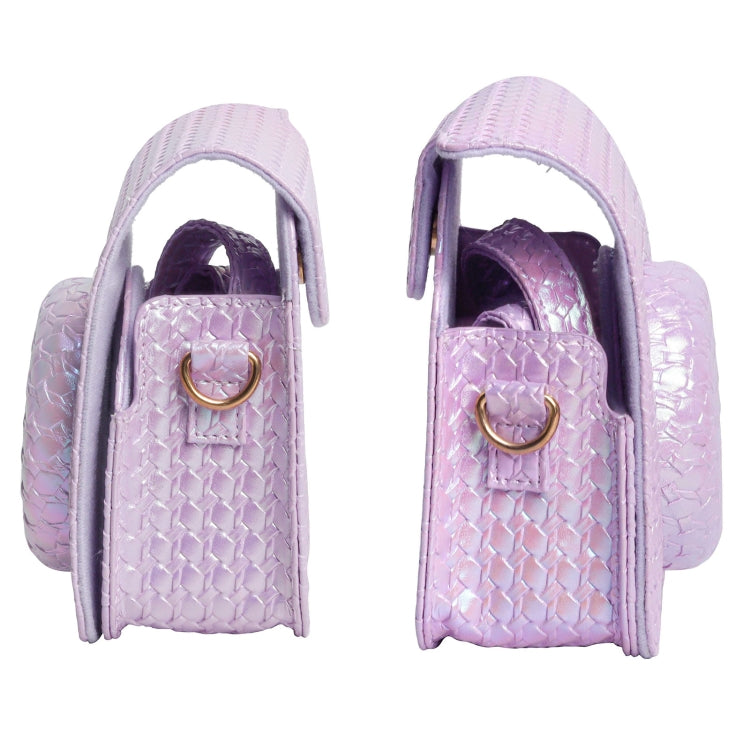 For FUJIFILM instax mini 12 Colorful Woven Leather Case Full Body Camera Bag + Photo Album with Strap (Purple) by bashfashion