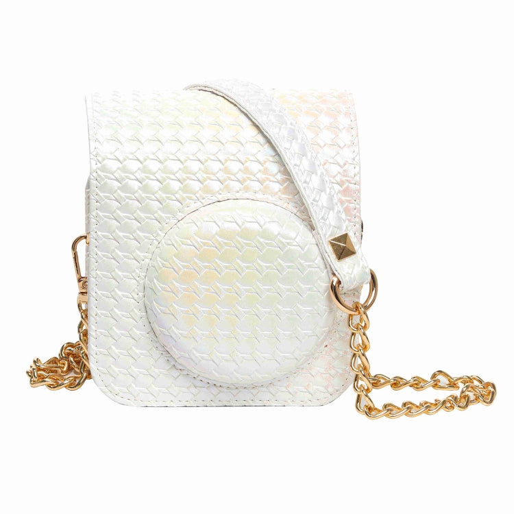 For FUJIFILM instax mini 12 Colorful Woven Leather Case Full Body Camera Bag + Photo Album with Strap (White) by bashfashion