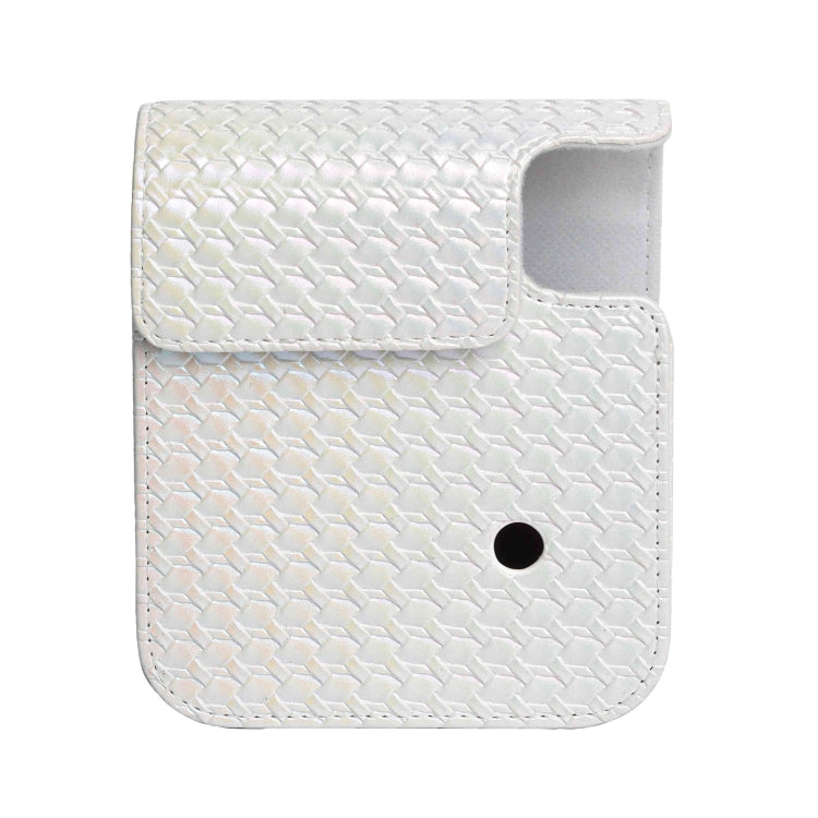 For FUJIFILM instax mini 12 Colorful Woven Leather Case Full Body Camera Bag + Photo Album with Strap (White) by bashfashion