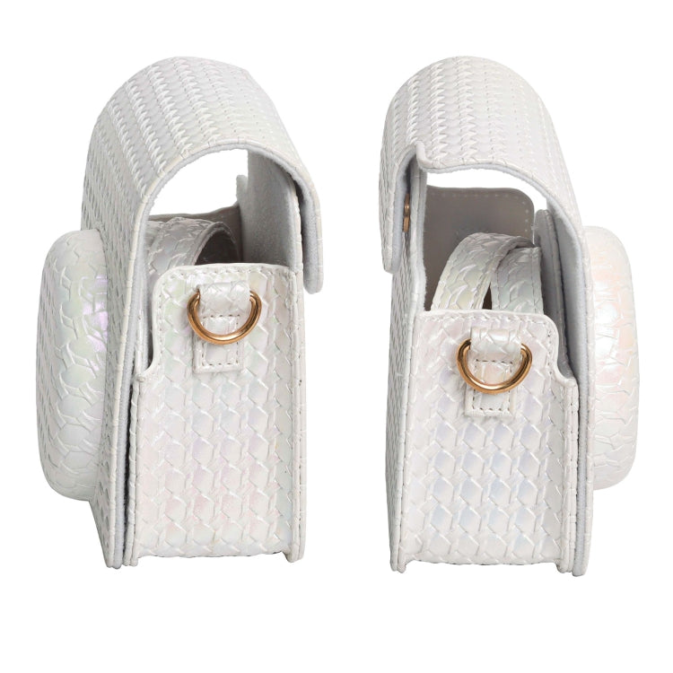 For FUJIFILM instax mini 12 Colorful Woven Leather Case Full Body Camera Bag + Photo Album with Strap (White) by bashfashion