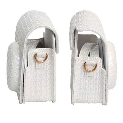 For FUJIFILM instax mini 12 Colorful Woven Leather Case Full Body Camera Bag + Photo Album with Strap (White) by bashfashion