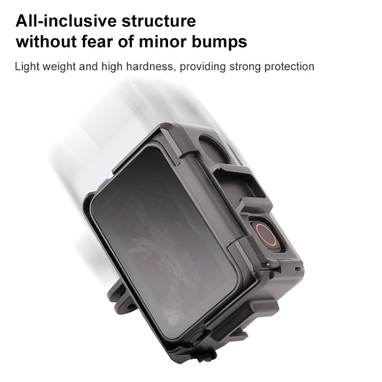 For Insta360 Ace / Ace Pro / Ace Pro 2 PC Cage Expansion Adapter Frame with Dual Cold Shoe Bases (Black) by bashfashion