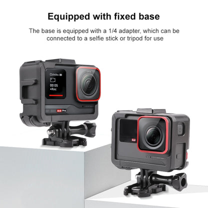 For Insta360 Ace / Ace Pro / Ace Pro 2 PC Cage Expansion Adapter Frame with Dual Cold Shoe Bases (Black) by bashfashion