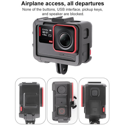 For Insta360 Ace / Ace Pro / Ace Pro 2 PC Cage Expansion Adapter Frame with Dual Cold Shoe Bases (Black) by bashfashion