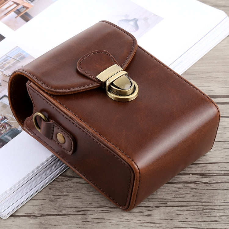 Full Body Camera Buckle Lock PU Leather Case Bag with Hand Strap & Neck Strap for Canon G7X II / G9X Mark II, Sony RX100 / M2(Coffee) by bashfashion