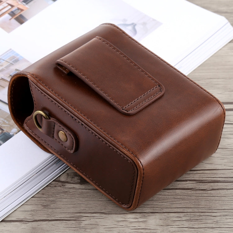 Full Body Camera Buckle Lock PU Leather Case Bag with Hand Strap & Neck Strap for Canon G7X II / G9X Mark II, Sony RX100 / M2(Coffee) by bashfashion