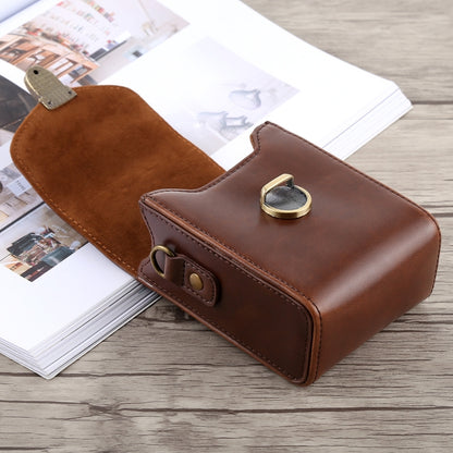 Full Body Camera Buckle Lock PU Leather Case Bag with Hand Strap & Neck Strap for Canon G7X II / G9X Mark II, Sony RX100 / M2(Coffee) by bashfashion