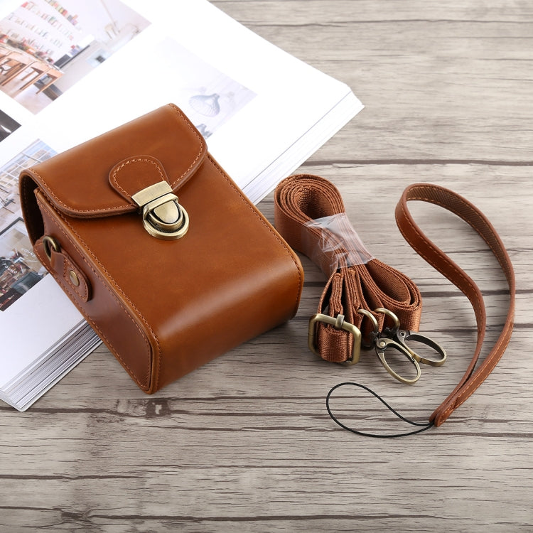 Full Body Camera Buckle Lock PU Leather Case Bag with Hand Strap & Neck Strap for Canon G7X II / G9X Mark II, Sony RX100 / M2(Brown) by bashfashion