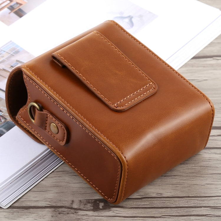 Full Body Camera Buckle Lock PU Leather Case Bag with Hand Strap & Neck Strap for Canon G7X II / G9X Mark II, Sony RX100 / M2(Brown) by bashfashion