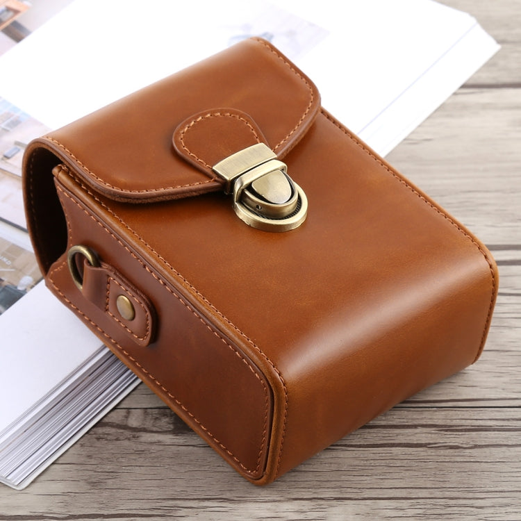 Full Body Camera Buckle Lock PU Leather Case Bag with Hand Strap & Neck Strap for Canon G7X II / G9X Mark II, Sony RX100 / M2(Brown) by bashfashion