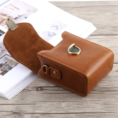 Full Body Camera Buckle Lock PU Leather Case Bag with Hand Strap & Neck Strap for Canon G7X II / G9X Mark II, Sony RX100 / M2(Brown) by bashfashion