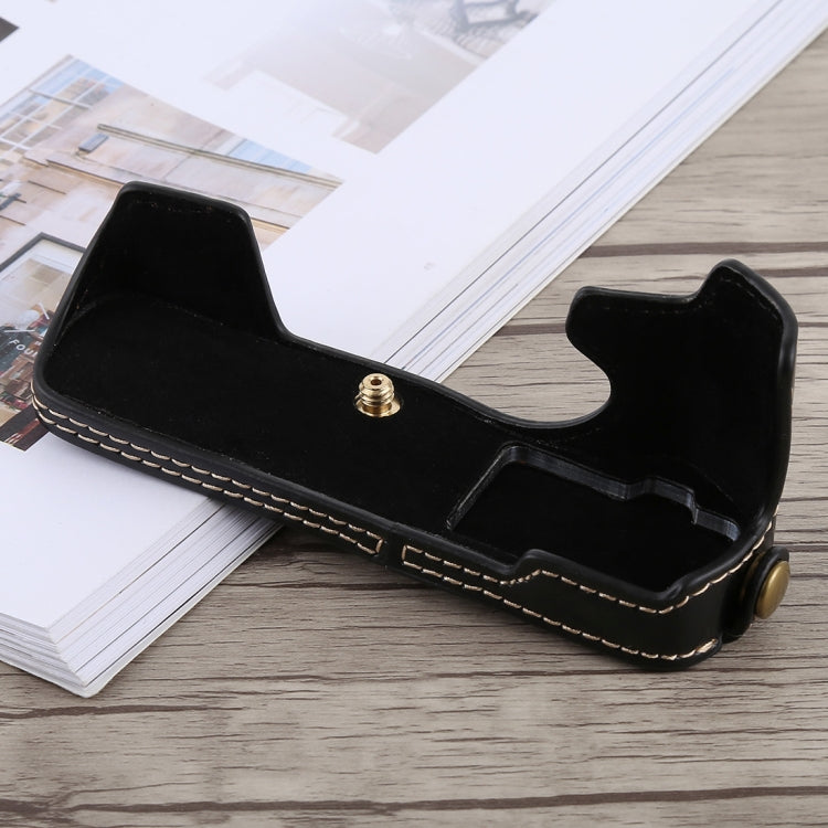 1/4 inch Thread PU Leather Camera Half Case Base for Olympus EM5 / EM5 Mark II (Black) by bashfashion