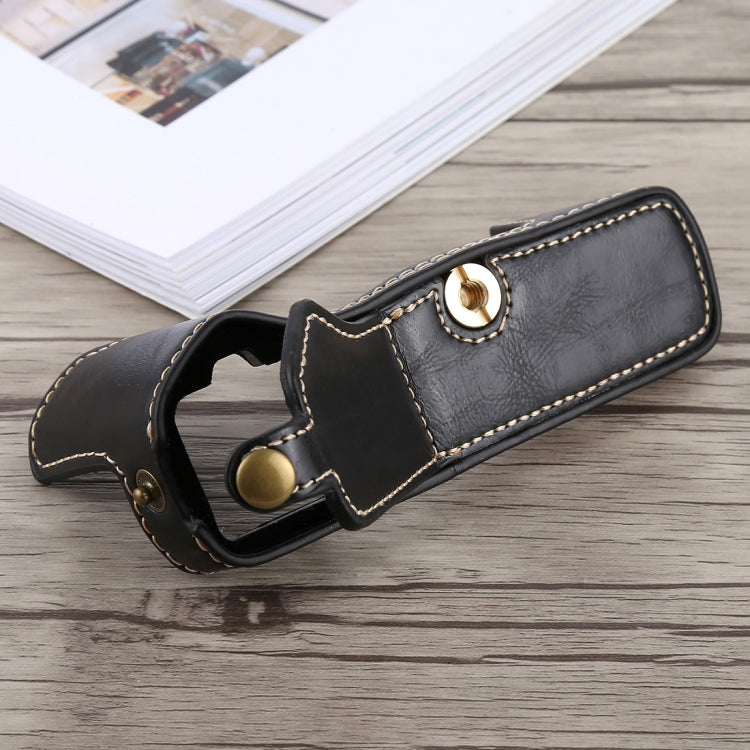 1/4 inch Thread PU Leather Camera Half Case Base for Olympus EM5 / EM5 Mark II (Black) by bashfashion