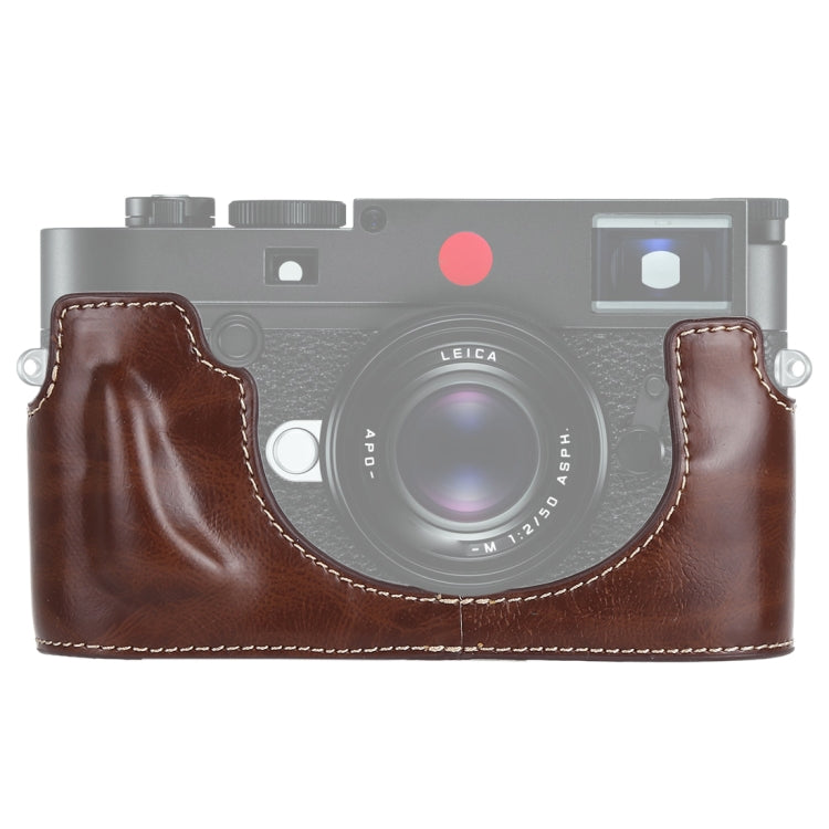 1/4 inch Thread PU Leather Camera Half Case Base for Leica M10 (Coffee) by bashfashion