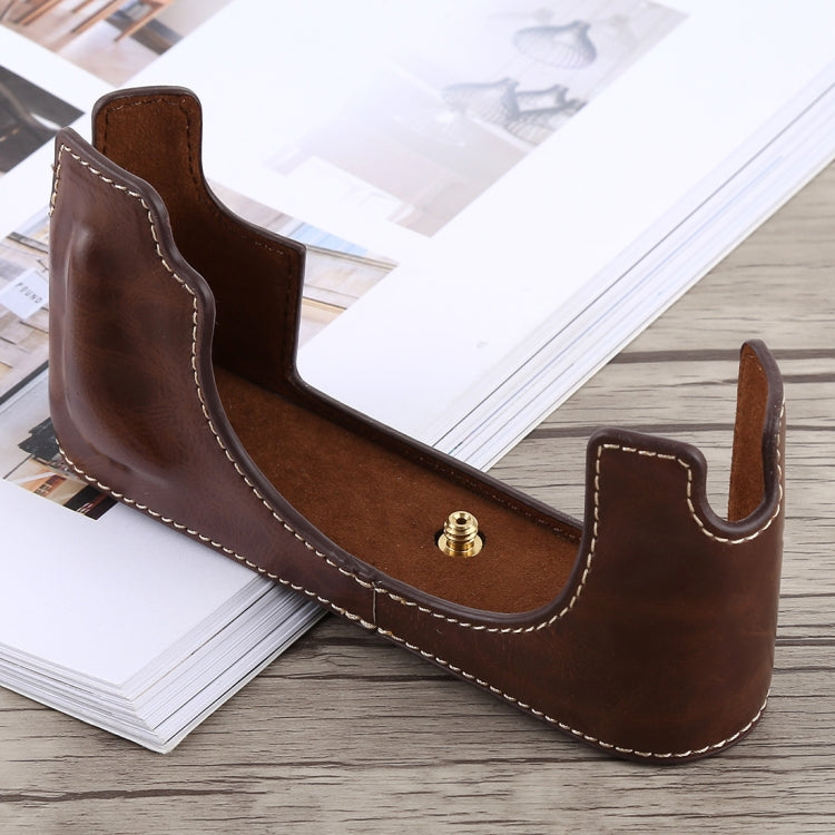 1/4 inch Thread PU Leather Camera Half Case Base for Leica M10 (Coffee) by bashfashion