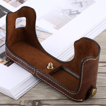 1/4 inch Thread PU Leather Camera Half Case Base for FUJIFILM X100F (Coffee) by bashfashion