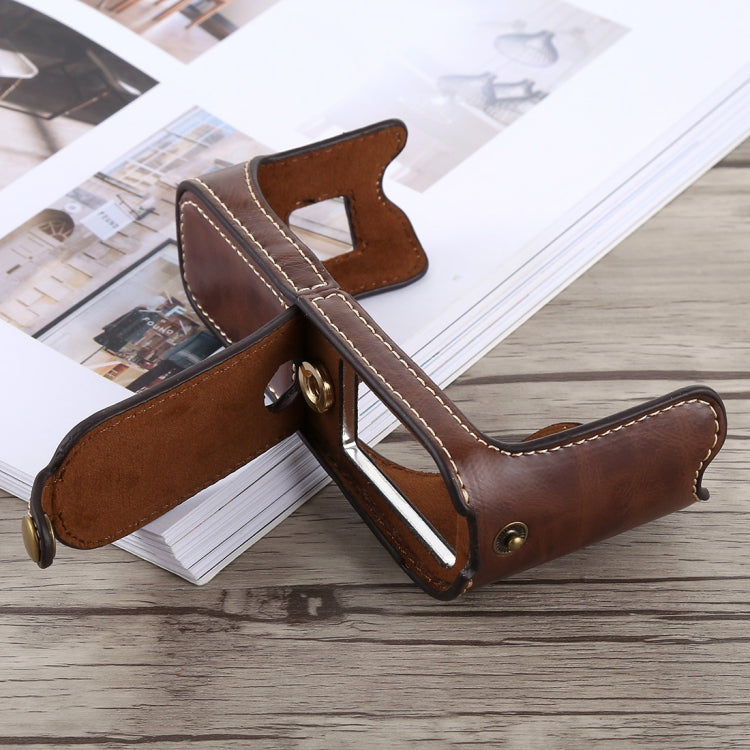 1/4 inch Thread PU Leather Camera Half Case Base for FUJIFILM X100F (Coffee) by bashfashion