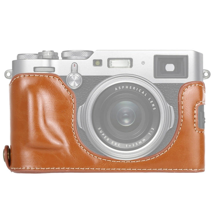 1/4 inch Thread PU Leather Camera Half Case Base for FUJIFILM X100F (Brown) by bashfashion