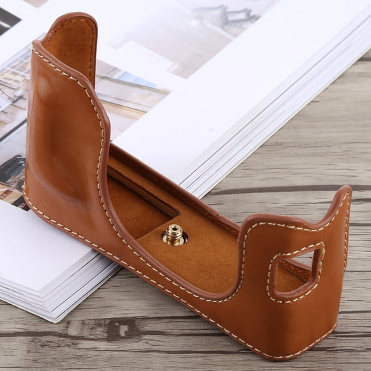 1/4 inch Thread PU Leather Camera Half Case Base for FUJIFILM X100F (Brown) by bashfashion