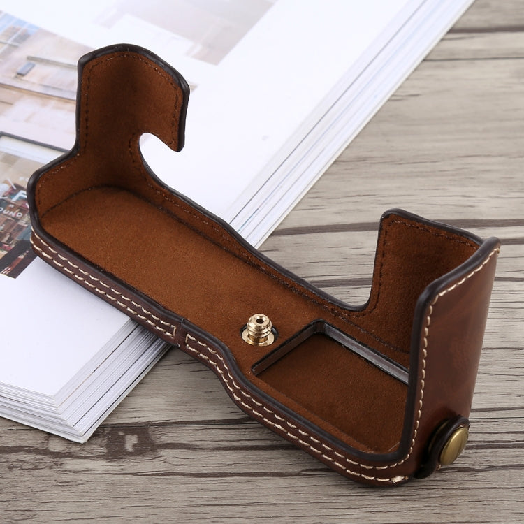 1/4 inch Thread PU Leather Camera Half Case Base for FUJIFILM X-T10 / X-T20 (Coffee) by bashfashion