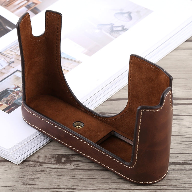 1/4 inch Thread PU Leather Camera Half Case Base for Leica Q (Typ 116)(Coffee) by bashfashion