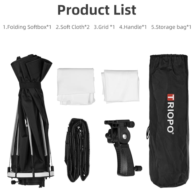 TRIOPO KS55 55cm Speedlite Flash Octagon Parabolic Softbox Diffuser with Bracket Mount Handle by TRIOPO
