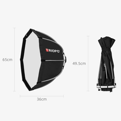 TRIOPO KS65 65cm Speedlite Flash Octagon Parabolic Softbox Diffuser with Bracket Mount Handle for Speedlite by TRIOPO