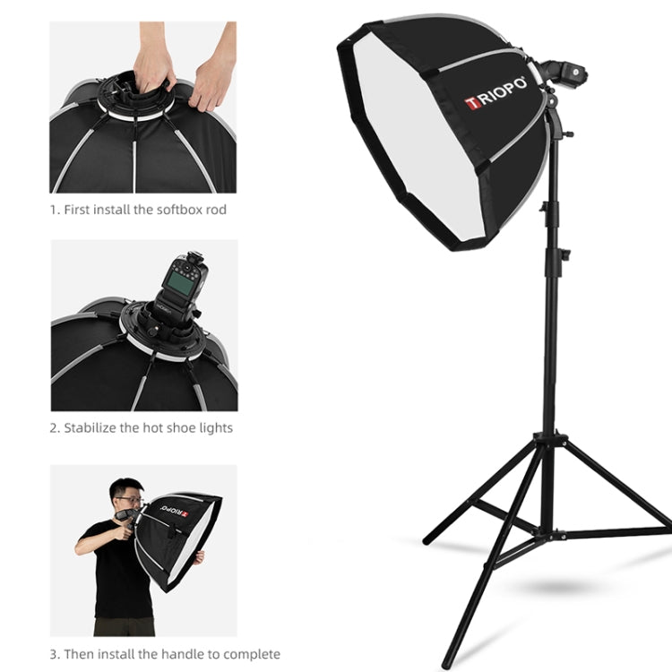 TRIOPO KS90 90cm Dome Speedlite Flash Octagon Parabolic Softbox Diffuser with Bracket Mount Handle for Speedlite by TRIOPO